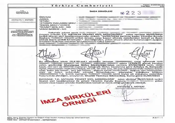 İmza sirküleri tercümesi